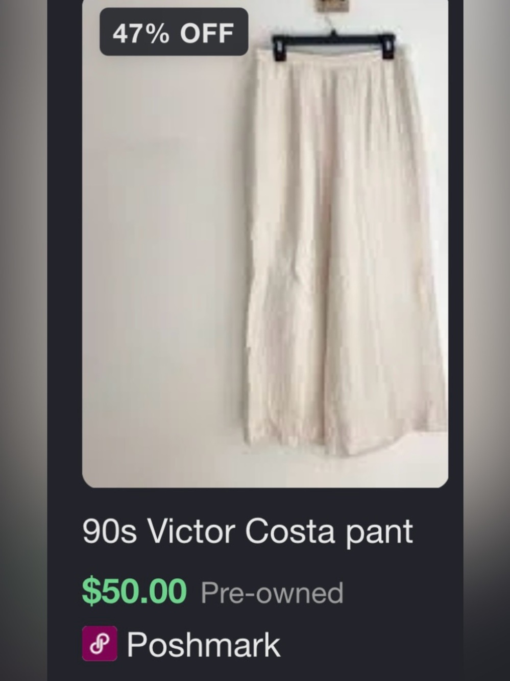 Victor Costa Soft Cream Satin-Look Pants - Picture 9 of 10